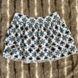 Agua Bendita x Target Coral Tile Print Tiered A-Line Mini Skirt Cream/Blue